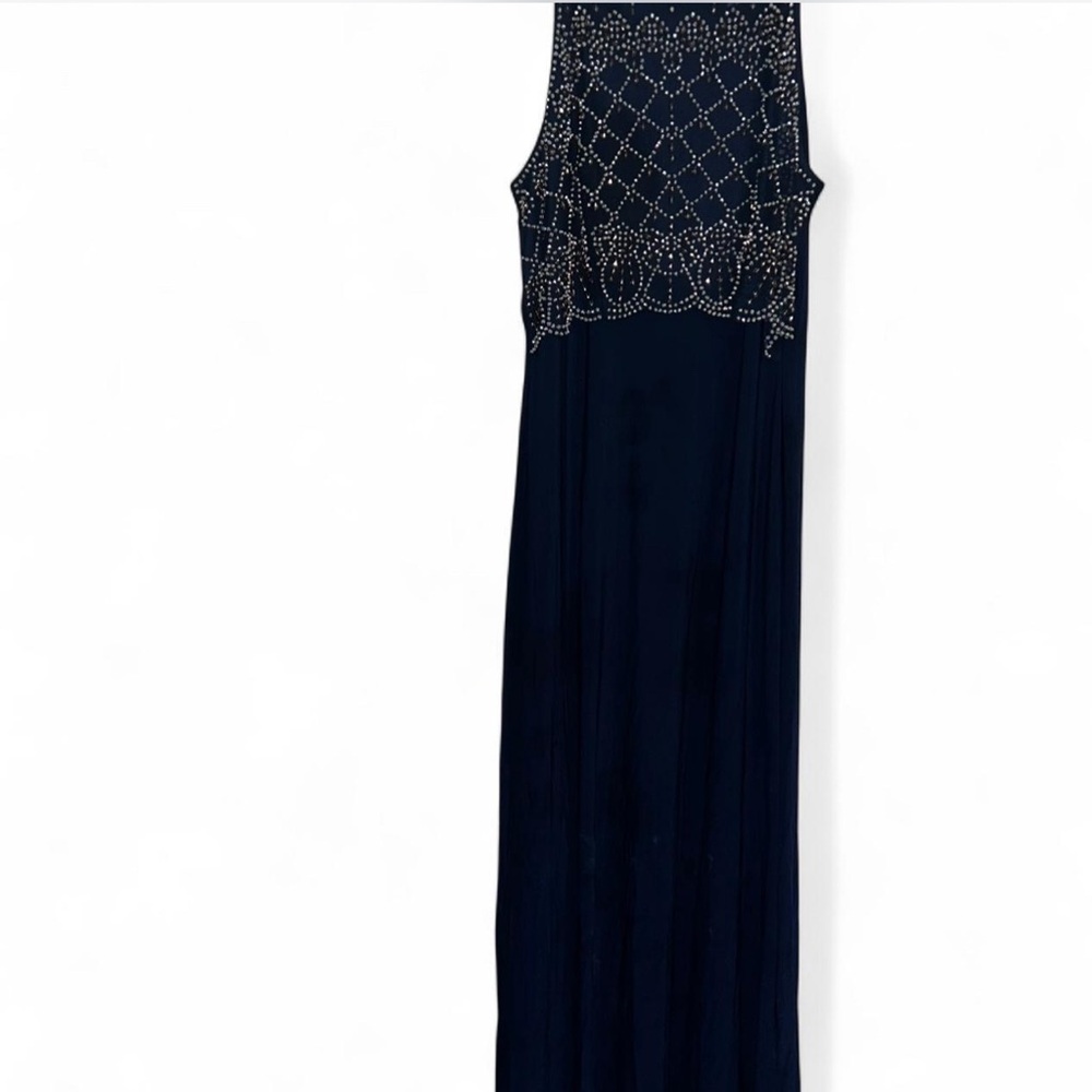 Chic Navy Beaded Maxi Dress